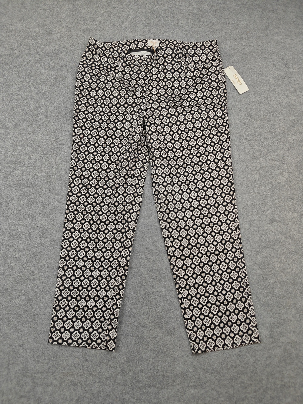 Laundry By Shelli Segal Pants Womens 6 Black Multi Geometric Straight Twill